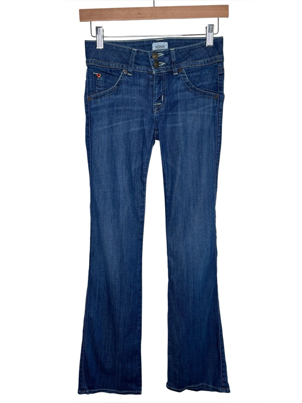 Hudson jeans low rise signature boot cut button flap pocket size 26